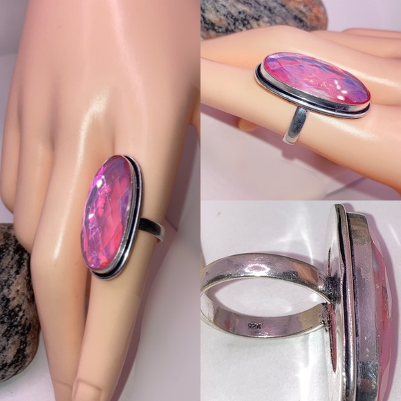 Radiant Rainbow Quartz Gemstone Handmade Ring - Picture 2 of 3